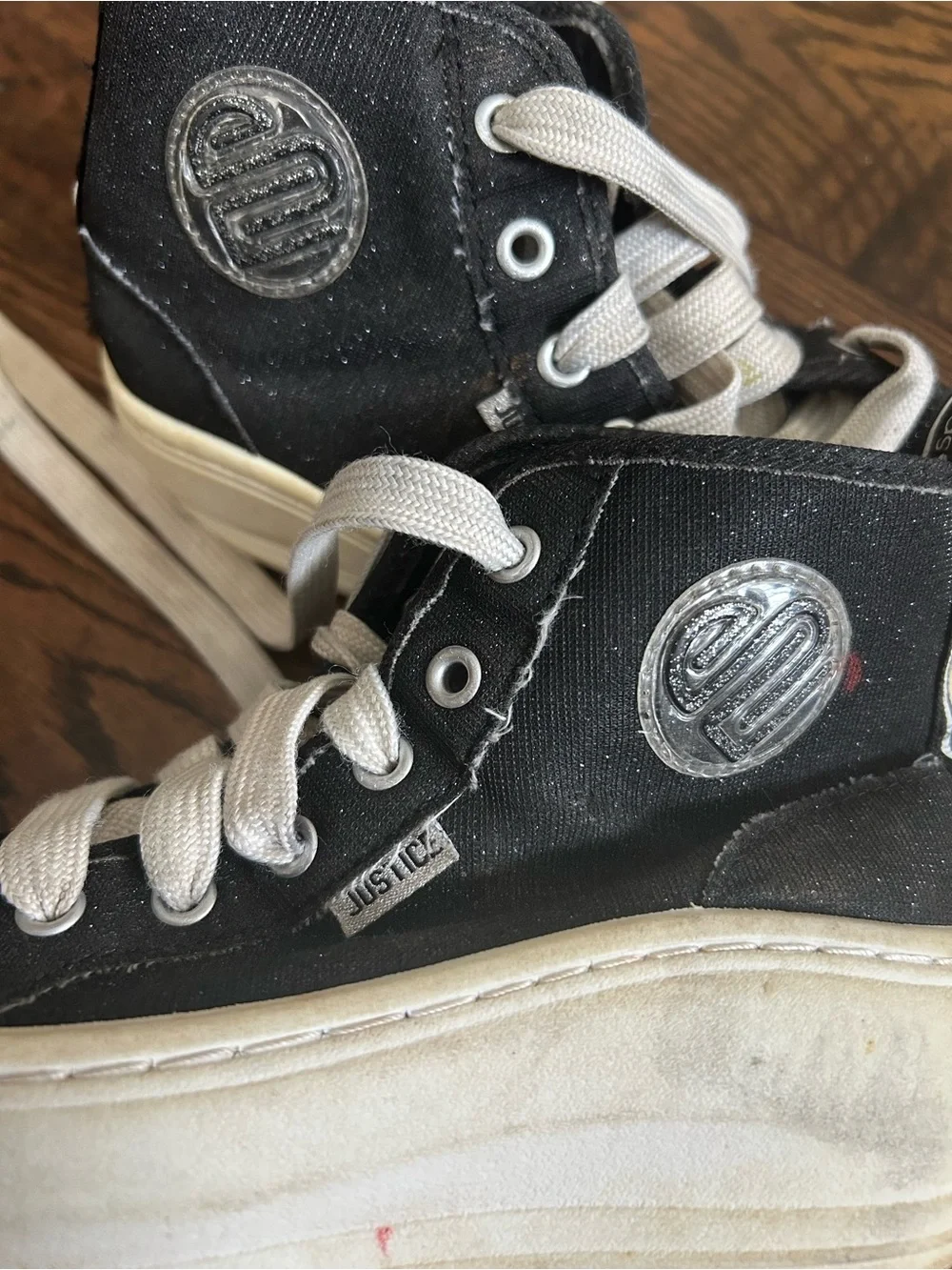 Justice Black and White High-Top Kids Sneakers